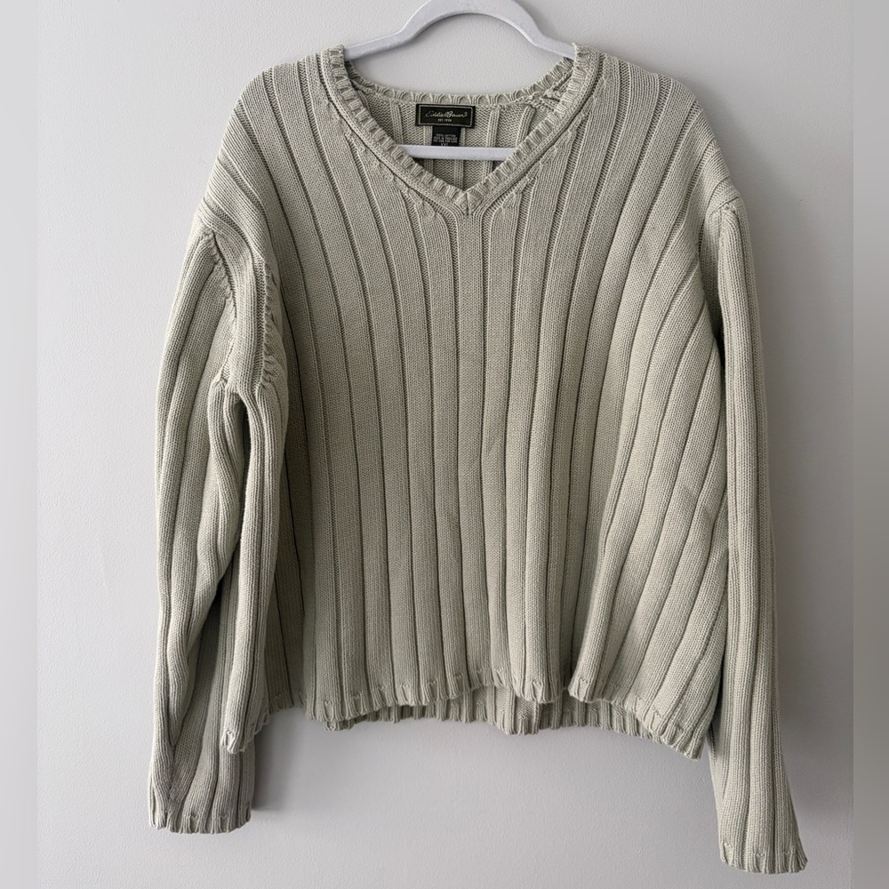 Eddie Bauer Women's V-Neck Ribbed Sweater - Light Green